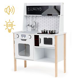 Dřevěná kuchyňka pro děti + zvuky a světélka ECOTOYS