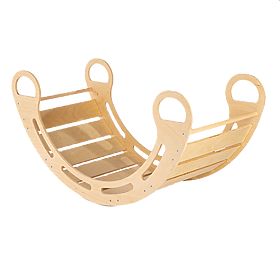 Dřevěná montessori houpačka s béžovým polštářem - 85 cm