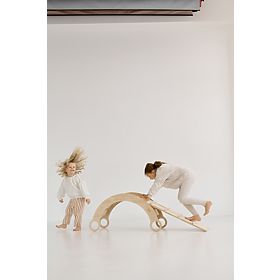 Dřevěná Montessori houpačka se skluzavkou/lezeckou stěnou M - přírodní, baby wood