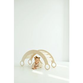 Dřevěná Montessori houpačka se skluzavkou/žebříkem L - přírodní