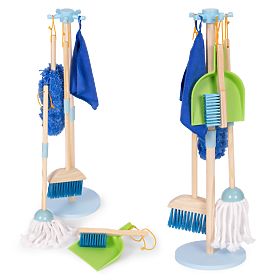 Dřevěná úklidová sada pro děti mop smeták s lopatkou 7 prvků ECOTOYS