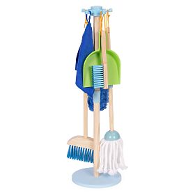 Dřevěná úklidová sada pro děti mop smeták s lopatkou 7 prvků ECOTOYS