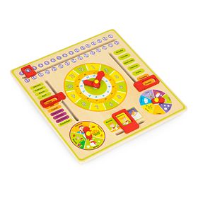 Dřevěná vzdělávací manipulační tabule kalendář hodiny ECOTOYS