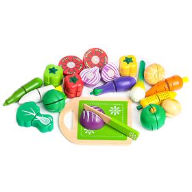 Dřevěná zelenina na krájení pro děti 20 kusů ECOTOYS, EcoToys