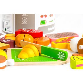 Dřevěné jídlo na krájení 23 kusů ECOTOYS, EcoToys
