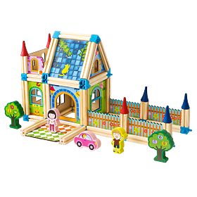 Dřevěné konstrukční kostky stavba domečku 6v1 ECOTOYS