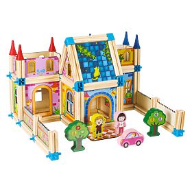 Dřevěné konstrukční kostky stavba domečku 6v1 ECOTOYS