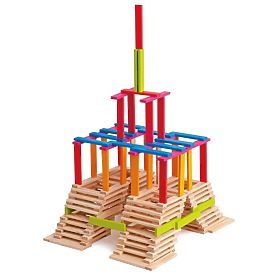 Dřevěné kostky planks 200 kusů, Woodyland Woody