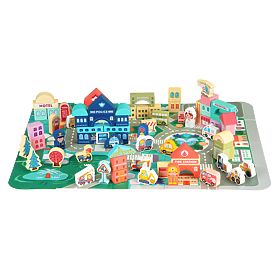 Dřevěné vzdělávací kostky město podložka 121 kusů ECOTOYS