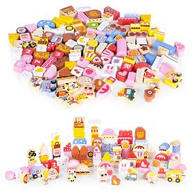 Dřevěné vzdělávací kostky sada - Cukrové město 116 ks ECOTOYS, EcoToys