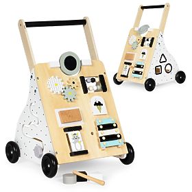 Dřevěný chodítko tlačítko vzdělávací vozík pro děti ECOTOYS