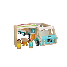 Dřevěný karavan s přívěsem a doplňky, AdamToys