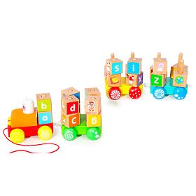 Dřevěný vlak velké vzdělávací kostky abeceda ECOTOYS