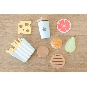 Dřevěné potraviny - krájení - French fries meal set