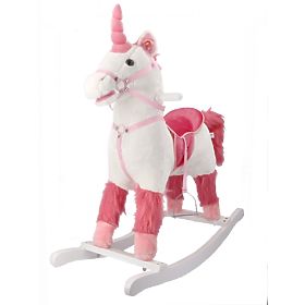 Interaktivní houpací kůň bílý jednorožec, AdamToys