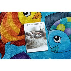 JUNIOR 51594.801 mycí kobereč kulatý ryby, oceán pro děti protiskluz - modrý, F.H.Kabis