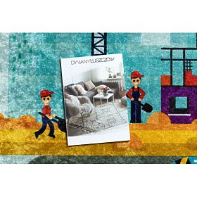 JUNIOR 52105.801 mycí kobereček Staveniště, ulice pro děti protiskluz - modrý, F.H.Kabis