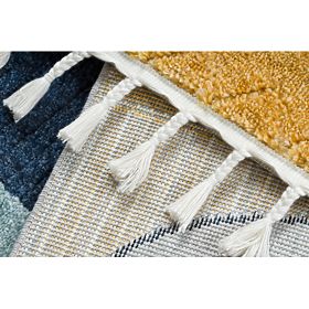 Koberec YOYO GD52 šedo / žlutá - hvězdy, mraky, patchwork pro děti, strukturální, senzoricky Třásně