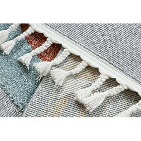 Koberec YOYO GD55 šedo / modrý - hvězdy, raketa pro děti, strukturální, senzoricky Třásně