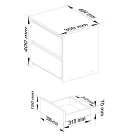 KOMODA CL2 2SZ CLP PK GRAFIT ŠEDÁ / BÍLÁ