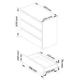KOMODA CL3 3SZ CLP PK GRAFIT ŠEDÁ