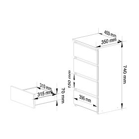 KOMODA CL4 PK GRAFIT ŠEDÁ / BÍLÁ