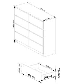 KOMODA K 120 cm 8 ZÁSUVKY PK DUB SONOMA