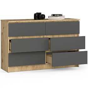 KOMODA K120 6SZ CLP DUB ARTISAN / ŠEDÁ