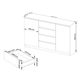 KOMODA K160 2D 4SZ CLP PK BÍLÁ / SONOMA