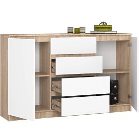 KOMODA K160 2D 4SZ CLP PK DUB SONOMA / BÍLÁ