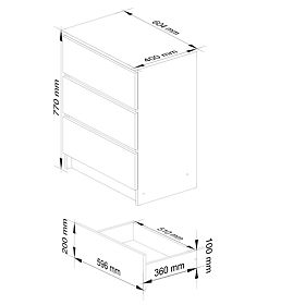 KOMODA K60 3SZ CLP PK BÍLÝ LESK