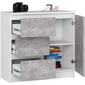 KOMODA K80 JERRY 1D 3SZ PK BÍLÁ / BETON