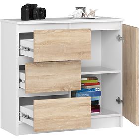 KOMODA K80 JERRY 1D 3SZ PK BÍLÁ / DUB SONOMA