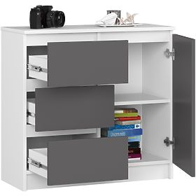 KOMODA K80 JERRY 1D 3SZ PK BÍLÁ / GRAFITOVĚ ŠEDÁ