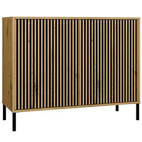 Komoda KAMARO 2D SLIM DUB ARTISAN Lamelový Přední Rýhovaný