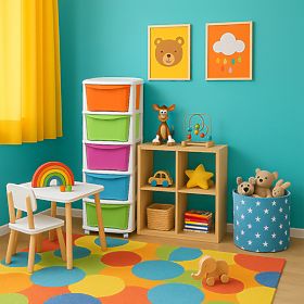 Kontejner na hračky 5 zásuvek na kolečkách