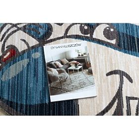 Moderní dětský koberec TOYS 75320 LETADLO, 3D fekt, nepravidelný tvar, modrá, tyrkysová, krémová, F.H.Kabis