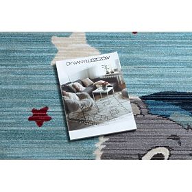 Moderní dětský koberec TOYS 75322 MEDVÍDEK, neprvidelný tvar, modrá, tyrkysová, krémová, F.H.Kabis