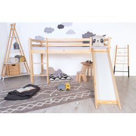 Dětská vyvýšená postel Ourbaby Modo se skluzavkou - borovice