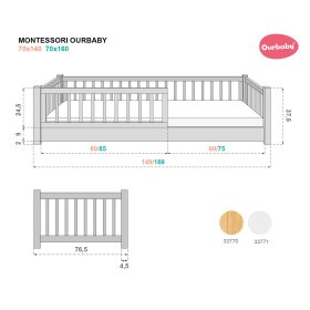 Dětská nízká postel Montessori Ourbaby - bílá