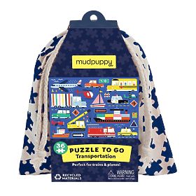 Mudpuppy Puzzle Dopravní prostředky v látkovém pytlíku 36 dílků, Mudpuppy