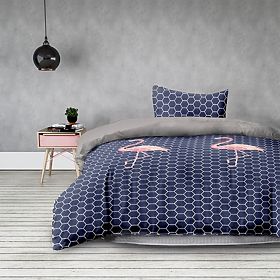 Povlečení BASIC - AMELIAHOME barva tmavě modrá s potiskem zvířecího motivu moderní styl 155x220*2+80