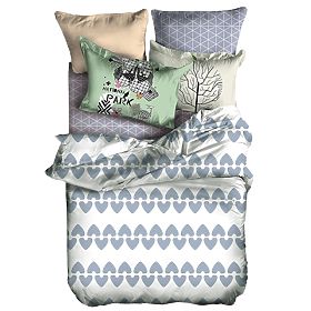 Povlečení BASIC barva šedá tištěný geometrický motiv 155x220_80x80*1 DecoKing