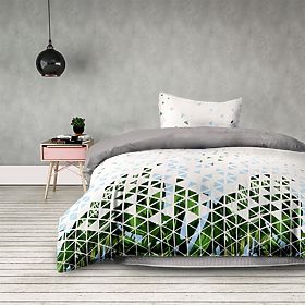 Povlečení BASIC barva zelená tištěný rostlinný motiv moderní styl 155x220*2+80x80*2 AmeliaHome