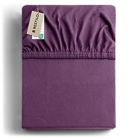Prostěradlo AMBER barva fialová klasický styl materiál jersey 80-90x200 DecoKing