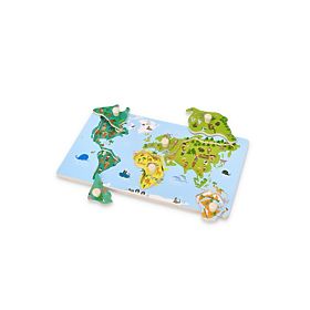 Puzzle s úchyty mapa světa