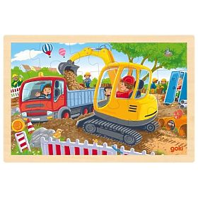 Puzzle se stojánkem, stavební vozidla