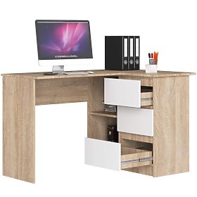 ROHOVÝ PSACÍ STŮL B16 CLP PRAVÝ PK SONOMA / BÍLÝ
