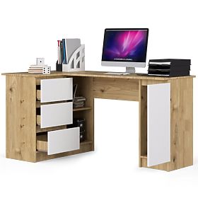 ROHOVÝ PSACÍ STŮL B20 CLP LEVOSTRANNÝ PK DUB ARTISAN / BÍLÝ