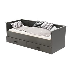Rozkládací postel HELIOS s čalouněnými panely grafit 200x80/200x160